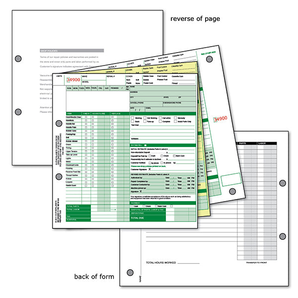 Sew 100 Sewing Machine Service Form with Shop Name