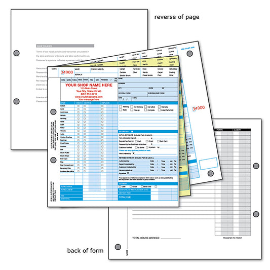 Type V100 Vacuum Service Form with Shop Name