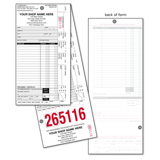 Type B2 Service Form with Shop Name