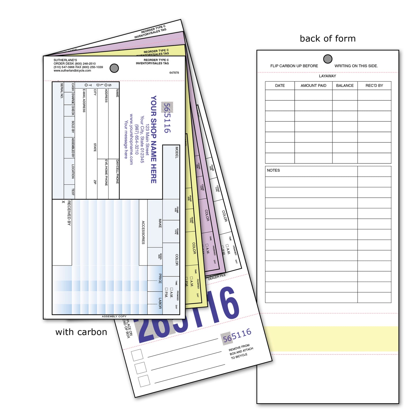 Type C Inventory Sales Tag with Shop Name