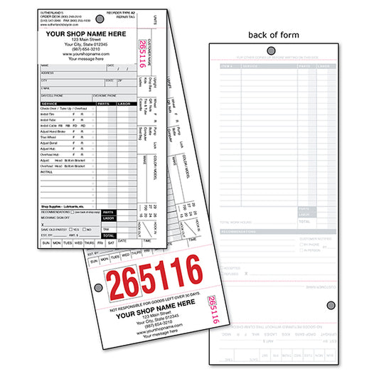 Type A2 Service Form with Shop Name