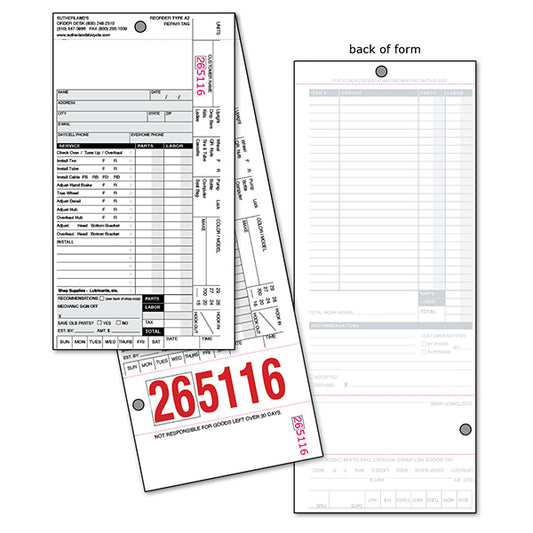 Type A2 Service Form without Shop Name