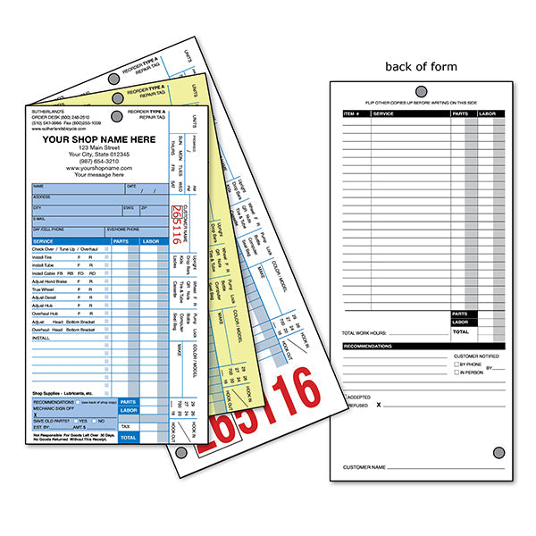 Type A Service Form with Shop Name