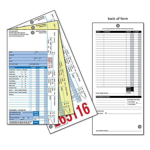 Type A Service Form without Shop Name