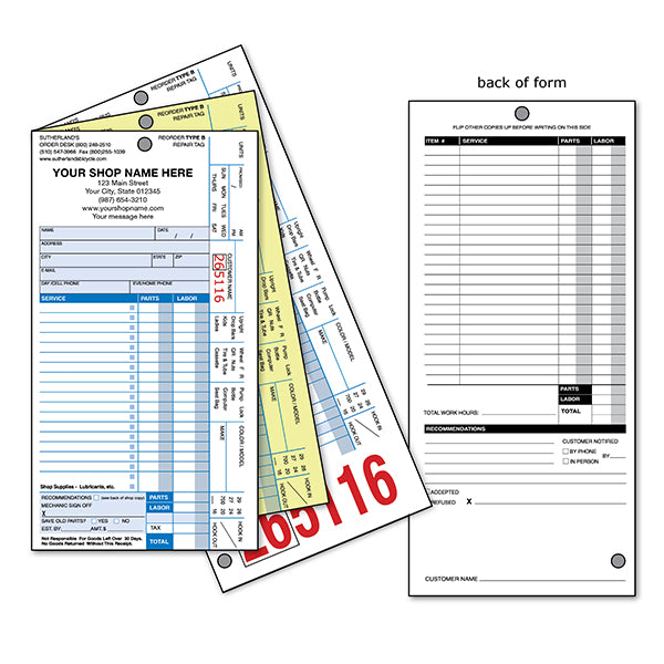 Type B Service Form with Shop Name