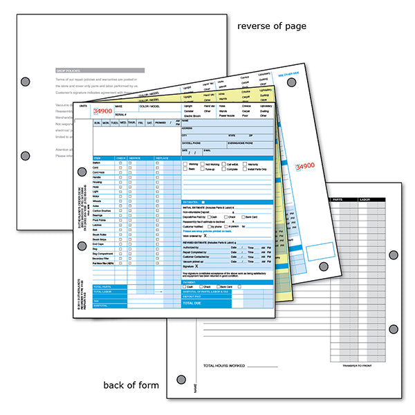 Type V100 Vacuum Service Form without Shop Name